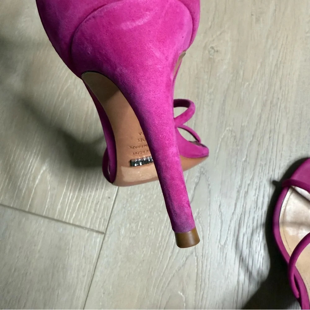 Schutz Jenina Fuchsia Leather Ankle Straps 3” Stiletto Heel Size 10 - Picture 6 of 7
